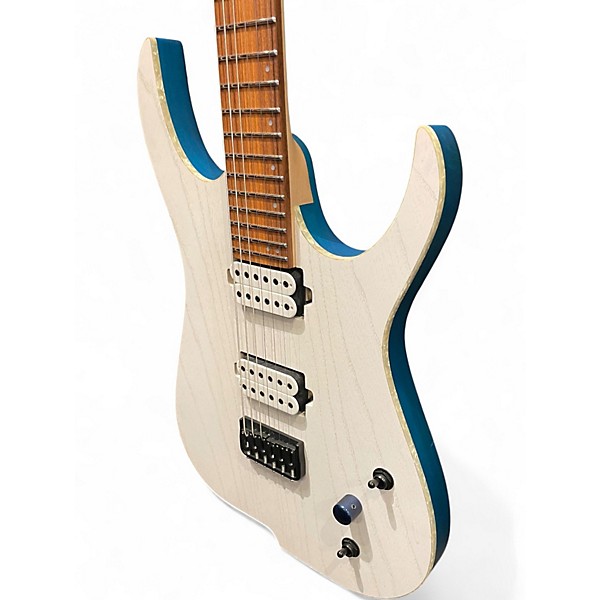 Used Skervesen Raptor 6 Trans White Trans Teal Solid Body Electric Guitar