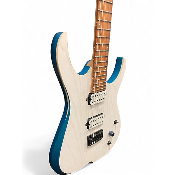 Used Skervesen Raptor 6 Trans White Trans Teal Solid Body Electric Guitar