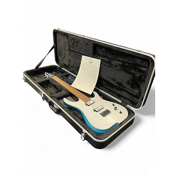 Used Skervesen Raptor 6 Trans White Trans Teal Solid Body Electric Guitar