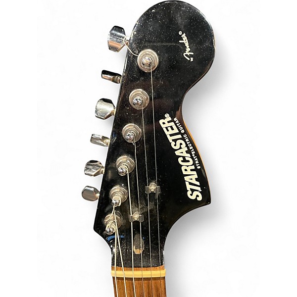 Used Fender Starcaster stratocaster galaxy black Solid Body Electric Guitar