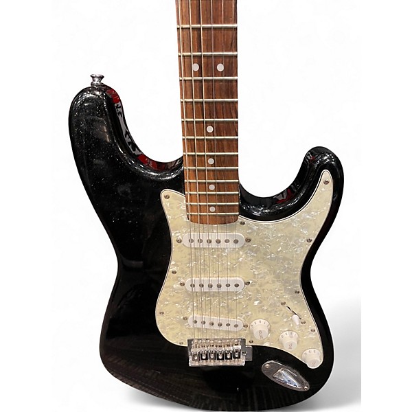 Used Fender Starcaster stratocaster galaxy black Solid Body Electric Guitar