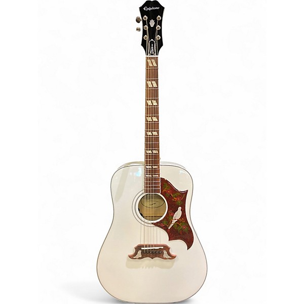 Used Epiphone Dove Pro Alpine White Acoustic Electric Guitar