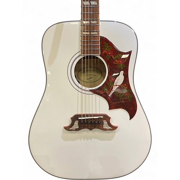 Used Epiphone Dove Pro Alpine White Acoustic Electric Guitar