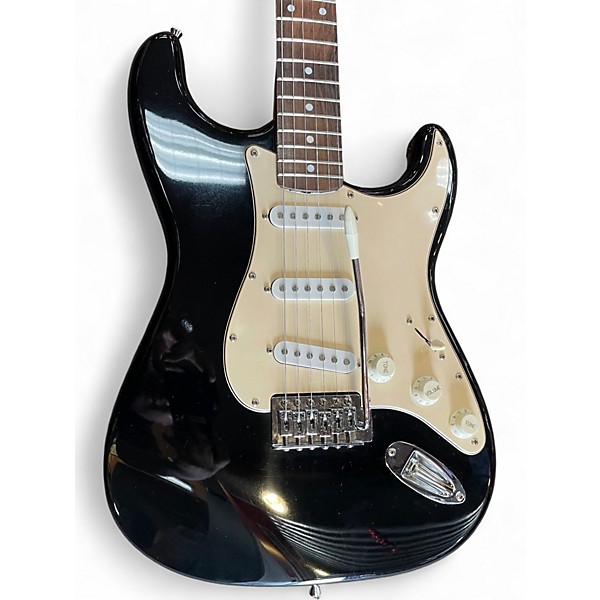 Used 2000s Squier Standard Stratocaster Black Solid Body Electric Guitar