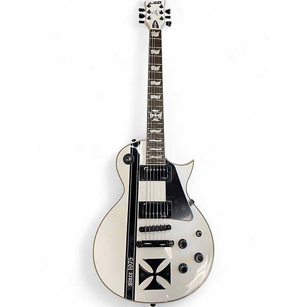 Used ESP LTD James Hetfield Signature Iron Cross WHITE Solid Body Electric Guitar