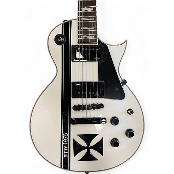 Used ESP LTD James Hetfield Signature Iron Cross WHITE Solid Body Electric Guitar