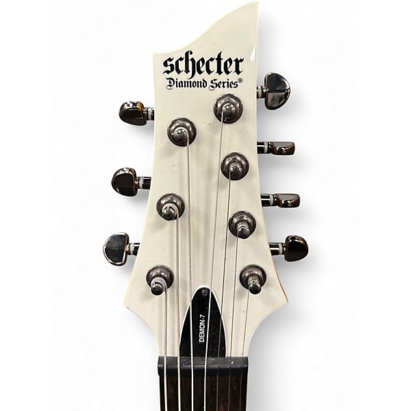 Used Schecter Guitar Research Demon 7 String White Solid Body Electric Guitar