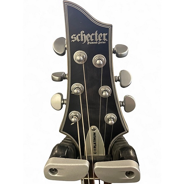 Used Schecter Guitar Research C1 Platinum Trans Black Solid Body Electric Guitar