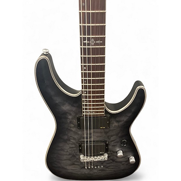 Used Schecter Guitar Research C1 Platinum Trans Black Solid Body Electric Guitar