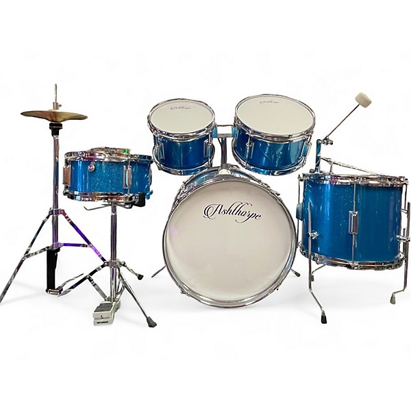 Used Ashthorpe 4 Piece 4 PIECE JUNIORS DRUM SET Metallic Blue Drum Kit