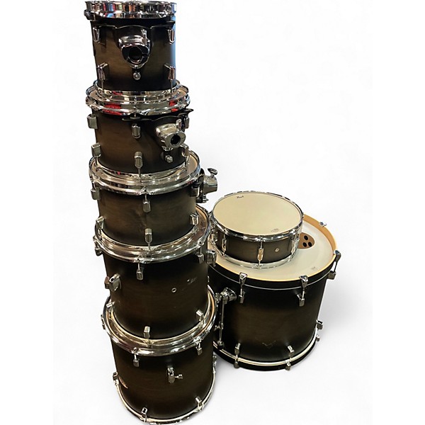 Used Pearl 7 Piece Decade Maple 7 Piece Drum Kit Satin Black Drum Kit