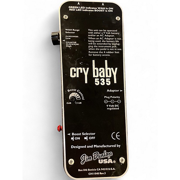 Used Dunlop 535 Cry Baby Wah Effect Pedal