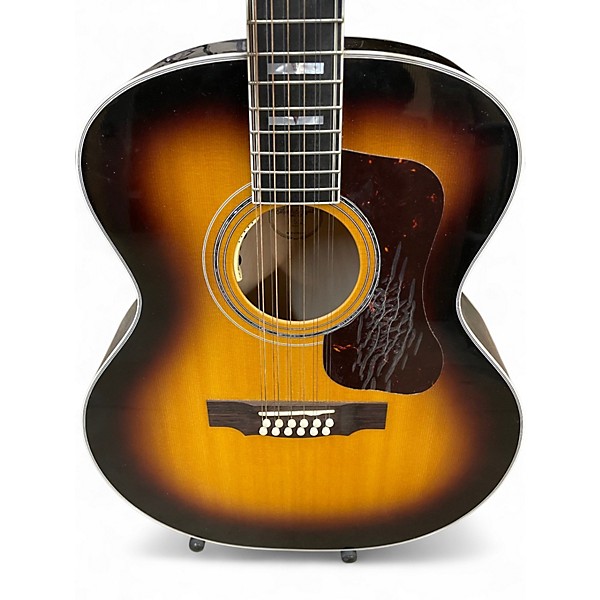 Used Guild F-512 Sunburst 12 String Acoustic Electric Guitar