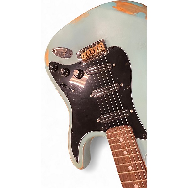 Used Partscaster STRAT PARTS CASTER WORN LIGHT BLUE Solid Body Electric Guitar