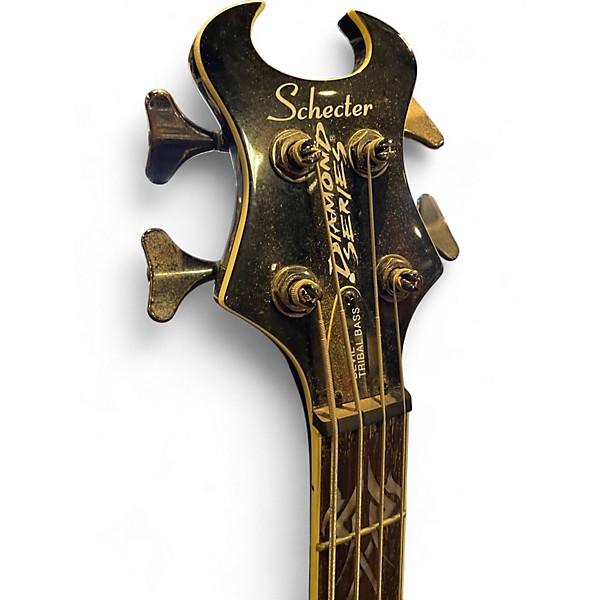 Used Schecter Guitar Research DEVIL TRIBAL  Black Electric Bass Guitar