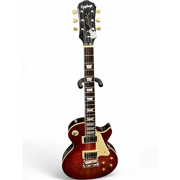 Used 2010 Epiphone Les Paul Standard Cherry Sunburst Solid Body Electric Guitar