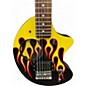 Used Fernandes Nomad Deluxe Black and Yellow Flames Solid Body Electric Guitar