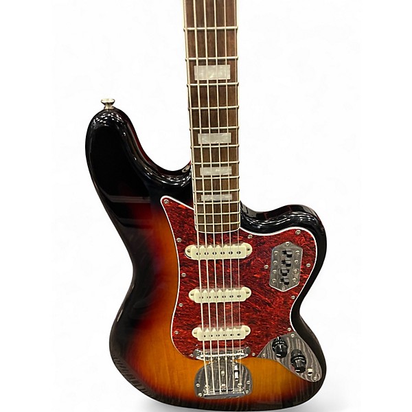 Used Squier Vintage Modified Bass VI 2 Tone Sunburst Electric Bass Guitar