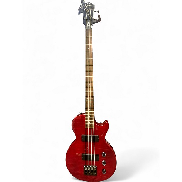 Used Epiphone Les Paul Bass Trans Red Electric Bass Guitar