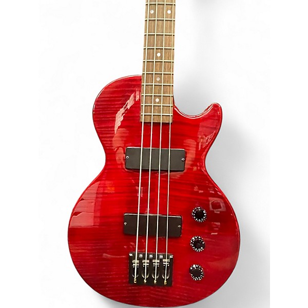Used Epiphone Les Paul Bass Trans Red Electric Bass Guitar