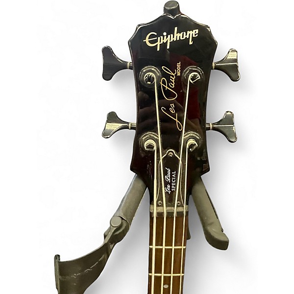 Used Epiphone Les Paul Bass Trans Red Electric Bass Guitar