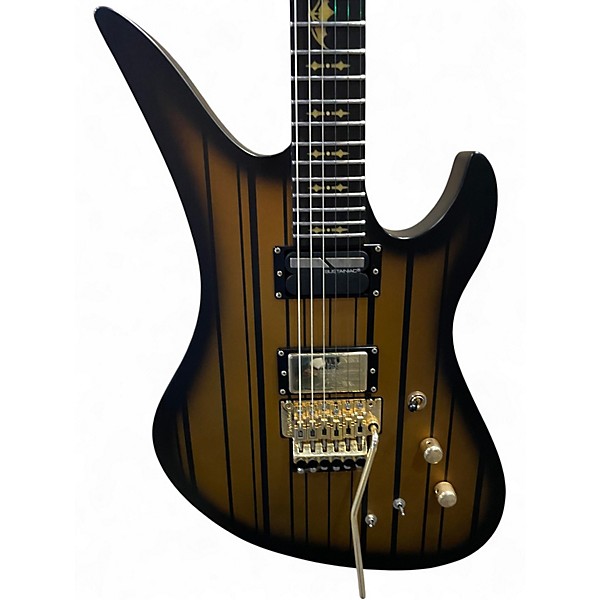 Used 2023 Schecter Guitar Research Synyster Gates Signature Custom S Black and Gold Solid Body Electric Guitar