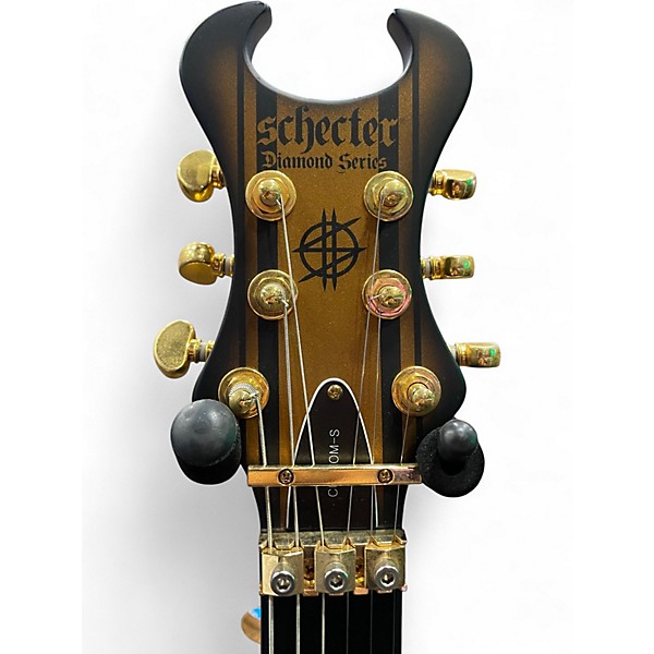 Used 2023 Schecter Guitar Research Synyster Gates Signature Custom S Black and Gold Solid Body Electric Guitar