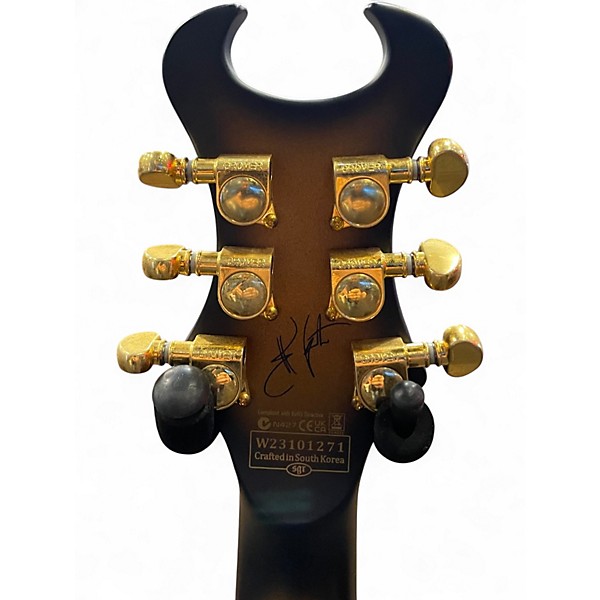 Used 2023 Schecter Guitar Research Synyster Gates Signature Custom S Black and Gold Solid Body Electric Guitar