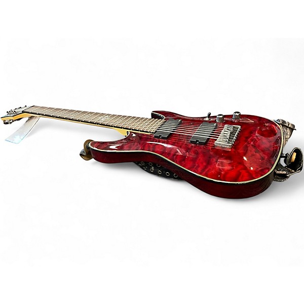 Used Schecter Guitar Research Damien Elite C8 Red Solid Body Electric Guitar