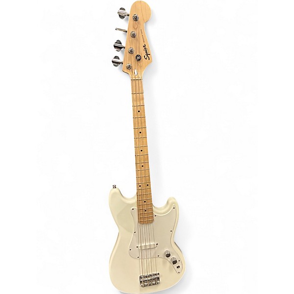 Used Squier Bronco White Electric Bass Guitar