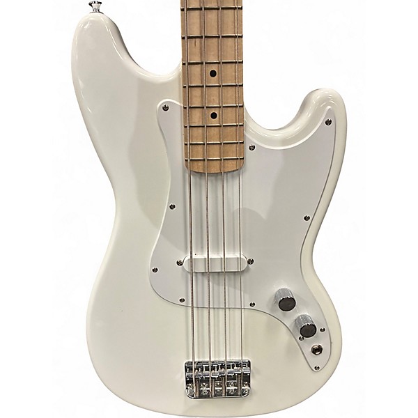 Used Squier Bronco White Electric Bass Guitar