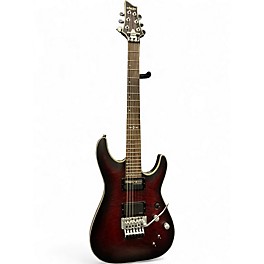 Used Schecter Guitar Research C1 Platinum FR S Satin Crimson Red Burst Solid Body Electric Guitar