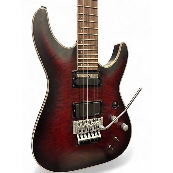 Used Schecter Guitar Research C1 Platinum FR S Satin Crimson Red Burst Solid Body Electric Guitar