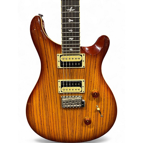 Used PRS ZEBRA WOOD SE CUSTOM 24 Cherry Sunburst Solid Body Electric Guitar