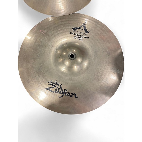 Used Zildjian 14in A Custom Mastersound Hi Hat Pair Cymbal
