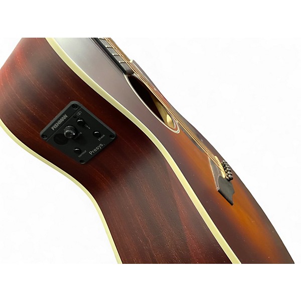 Used Recording King Road King PRO Grand Auditorium Trans Brown Acoustic Electric Guitar