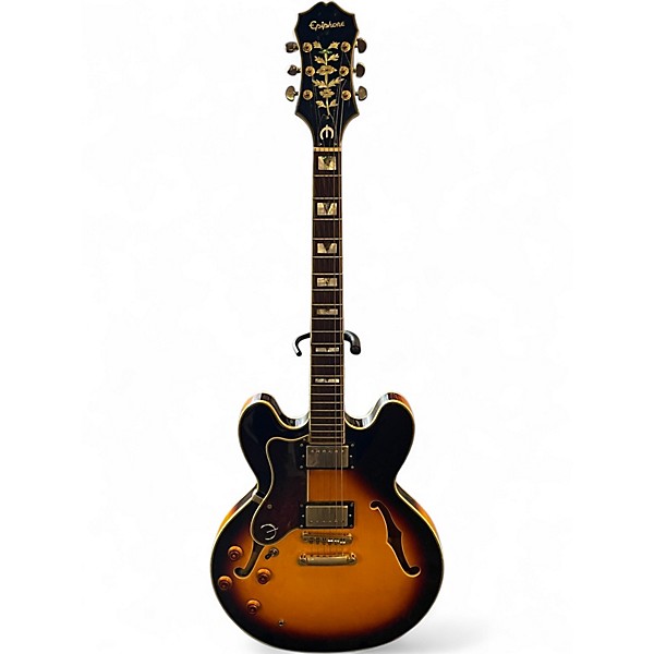 Used Epiphone Sheraton II Left Handed Vintage Sunburst Hollow Body Electric Guitar