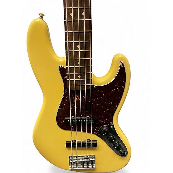 Used 2012 Fender Deluxe Active Jazz Bass V 5 String Vintage White Electric Bass Guitar
