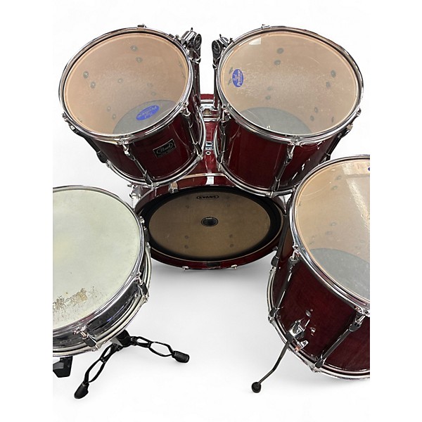 Used Pearl 5 Piece Export Maroon Drum Kit