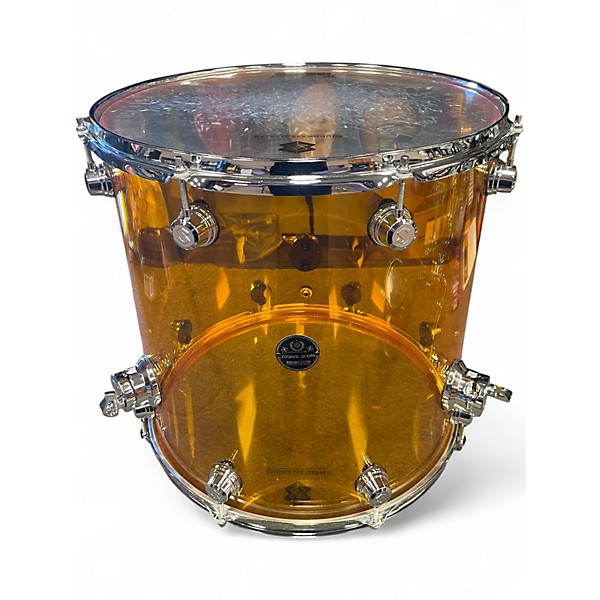 Used Soundwave Master 5 Piece Ice Crystal Acrylic Shell Pack Amber Drum Kit