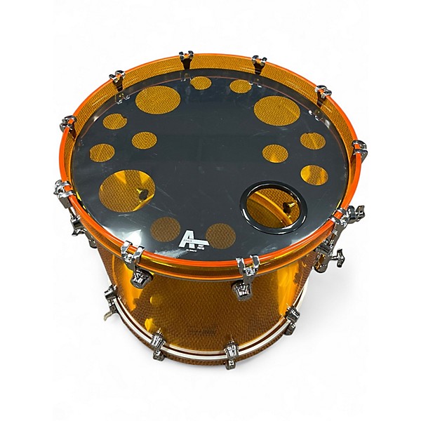 Used Soundwave Master 5 Piece Ice Crystal Acrylic Shell Pack Amber Drum Kit