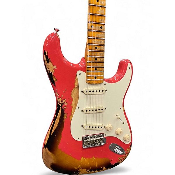 Used 2018 Fender Custom 57 LTD HVY RELIC STRAT FIESTA RED ONER 2 TONE SUNBURST Solid Body Electric Guitar