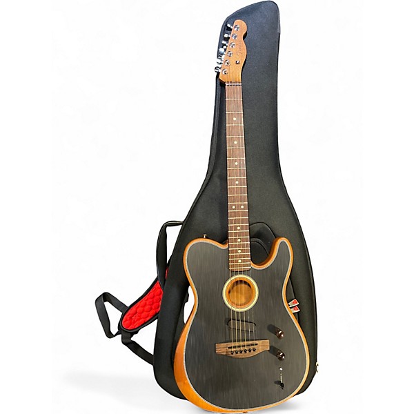 Used Fender Acoustasonic Player Telecaster Black Acoustic Electric Guitar