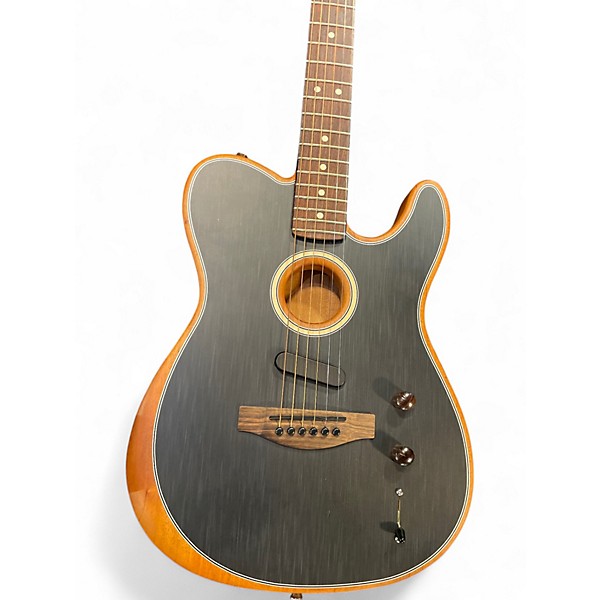 Used Fender Acoustasonic Player Telecaster Black Acoustic Electric Guitar