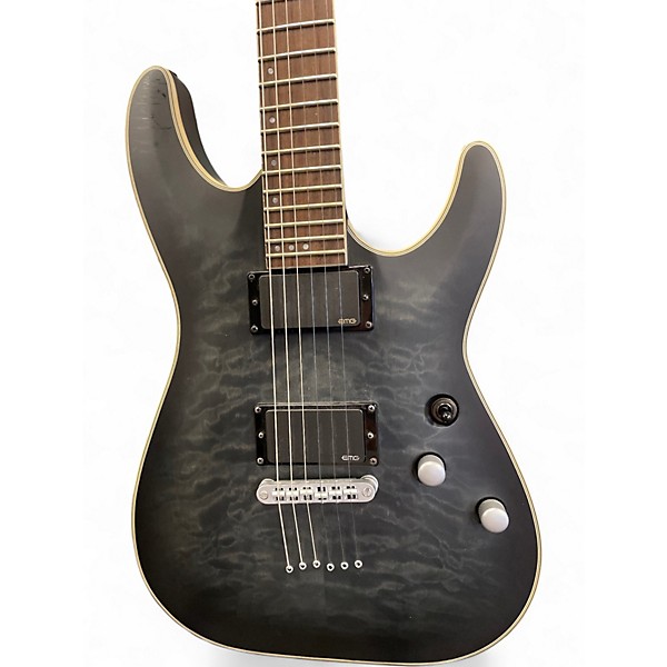 Used Schecter Guitar Research C1 Platinum Trans Black Solid Body Electric Guitar