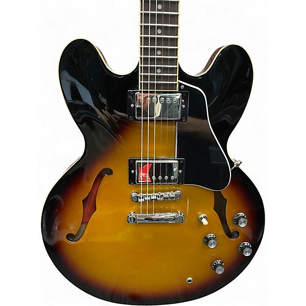 Used Epiphone Inspired by Gibson 335 3 Tone Sunburst Hollow Body Electric Guitar