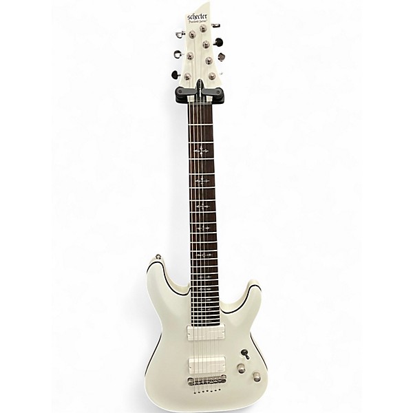 Used Schecter Guitar Research Demon 7 String White Solid Body Electric Guitar