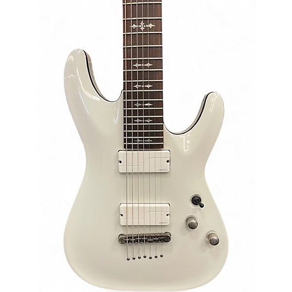 Used Schecter Guitar Research Demon 7 String White Solid Body Electric Guitar