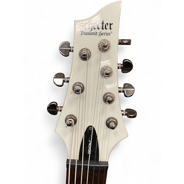 Used Schecter Guitar Research Demon 7 String White Solid Body Electric Guitar