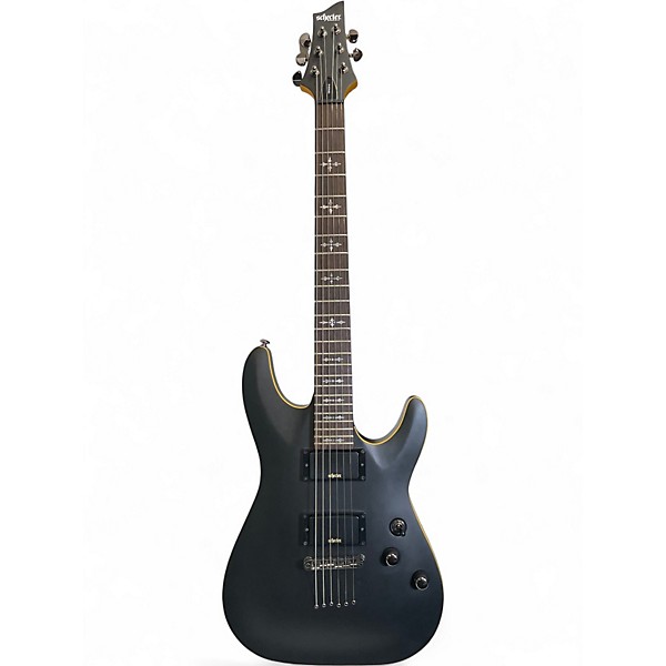Used Schecter Guitar Research Damien 6 Black Solid Body Electric Guitar
